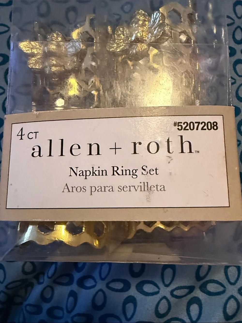 allen + roth Gold Honeycomb With Bee, Napkin Ring Set